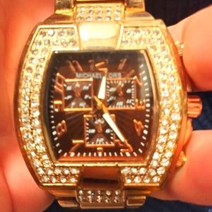 Michael Kors rose gold and rhinestones women's wrist watch